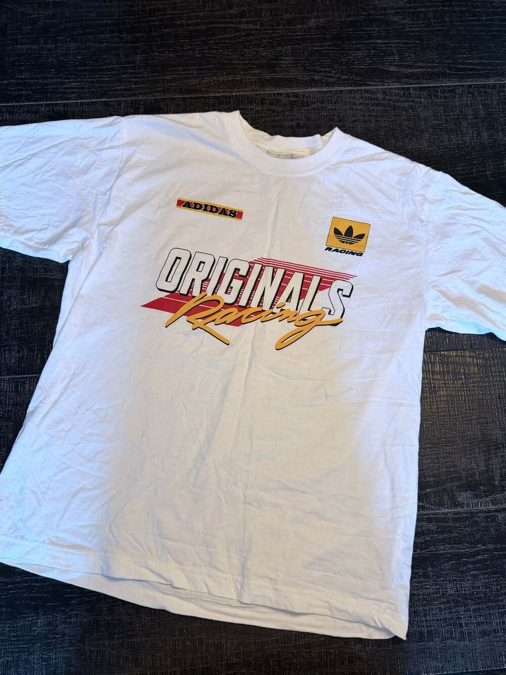 Adidas Originals Racing Graphic T-Shirt Size L White Cotton